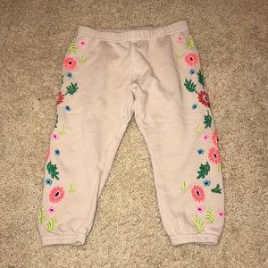 Tan embroidered sweatpants